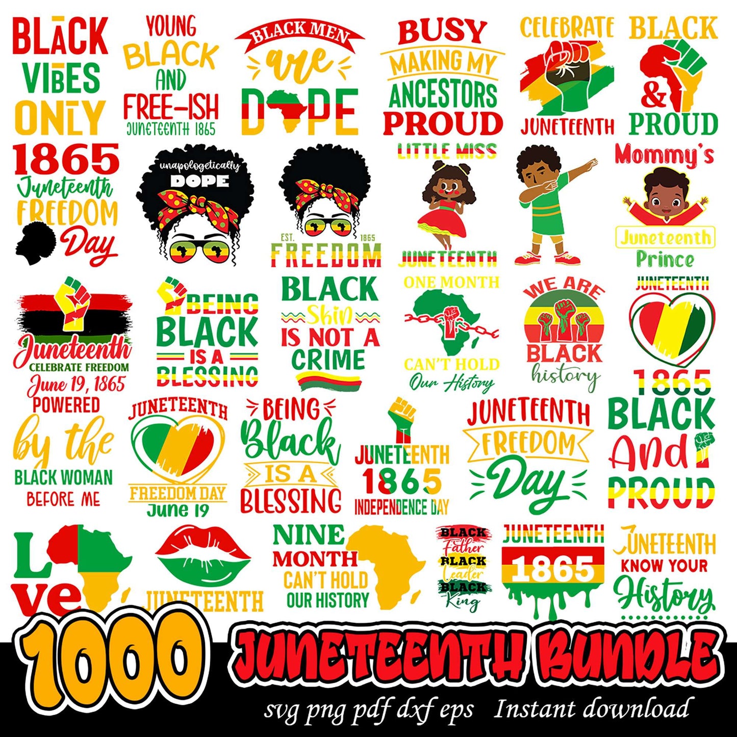1000 Juneteenth SVG Bundle Celebrating Freedom and Pride