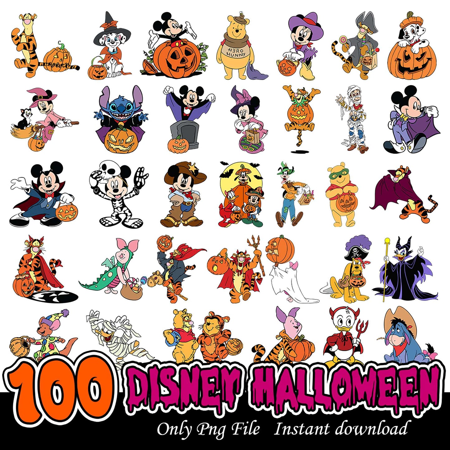 100 Disney Halloween PNGs Instant Download