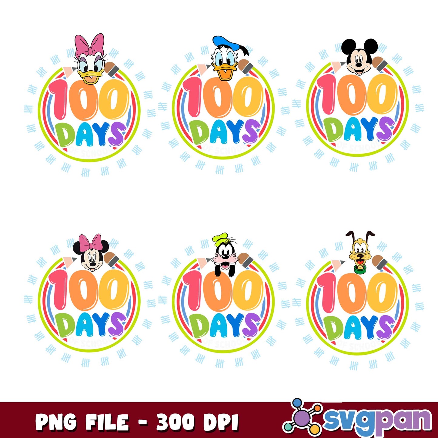 100 days mickey mouse png bundle