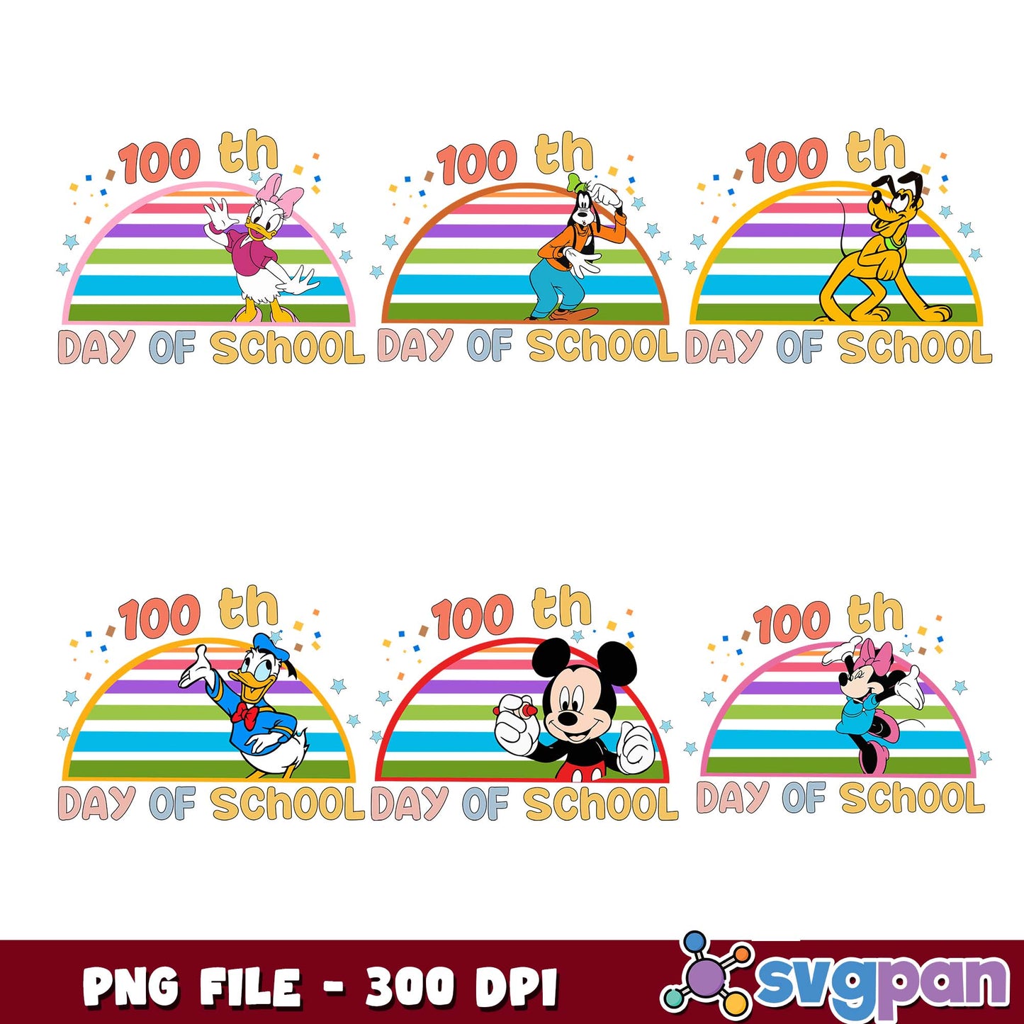 100th day of mickey school png bundle