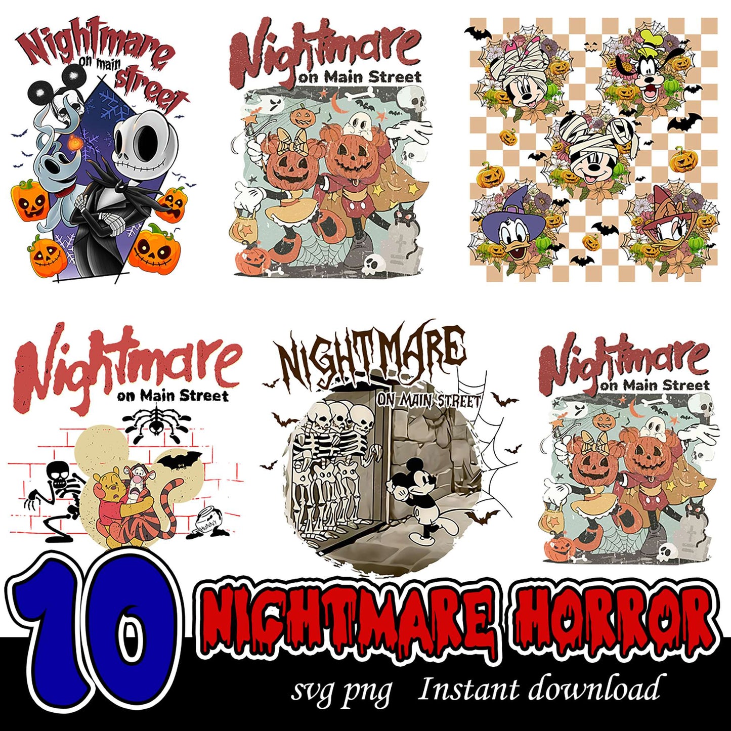 10 Nightmare on Main Street Horror SVG PNG Bundle Download