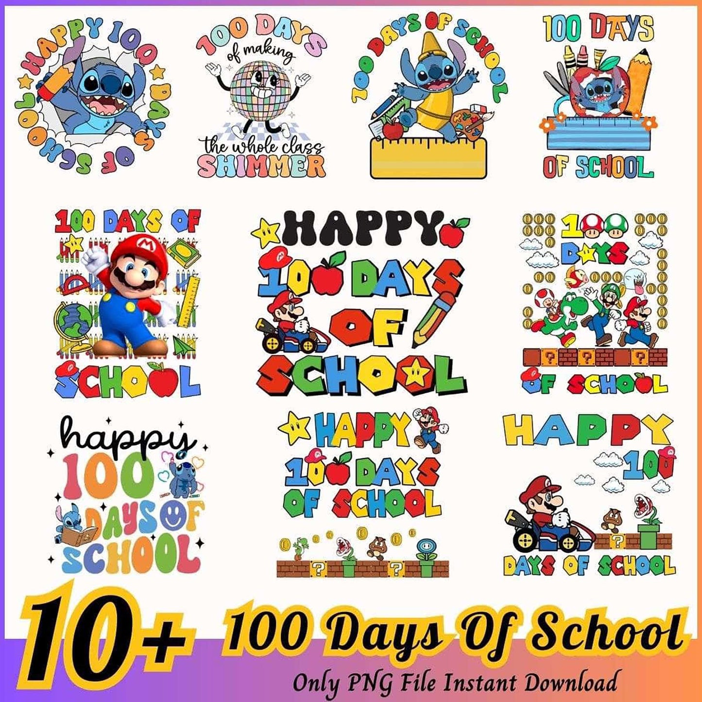 10 PNG 100 Days Of School Designs