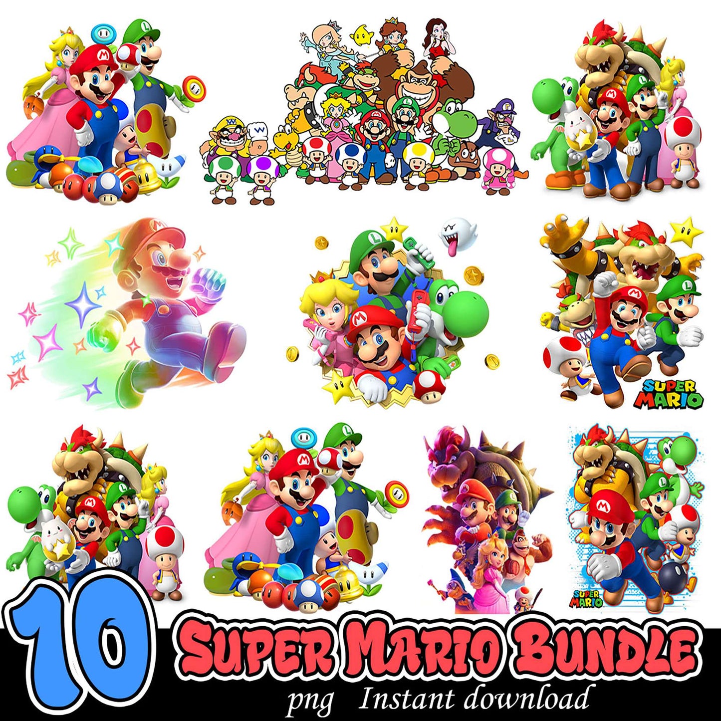 10 Super Mario PNG Bundle Instant Download