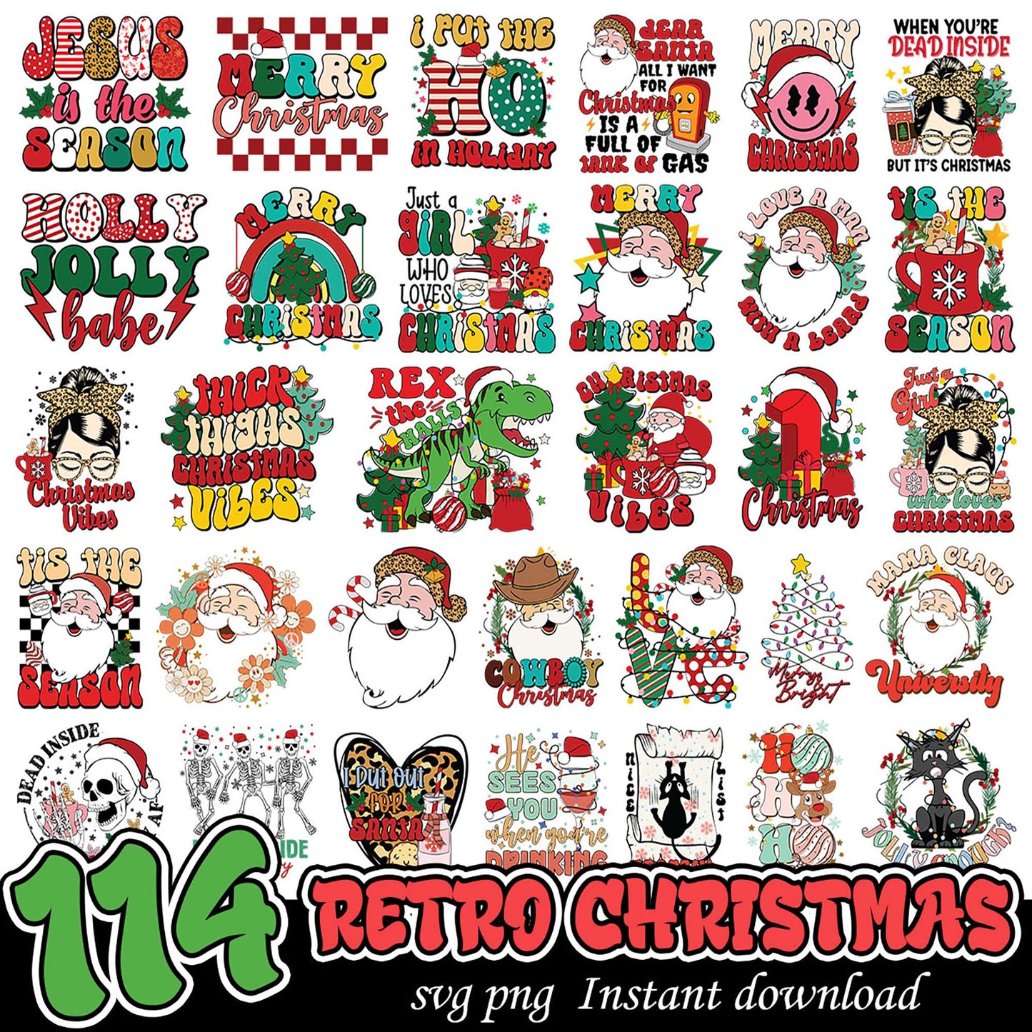 114 Retro Christmas SVG PNG Designs