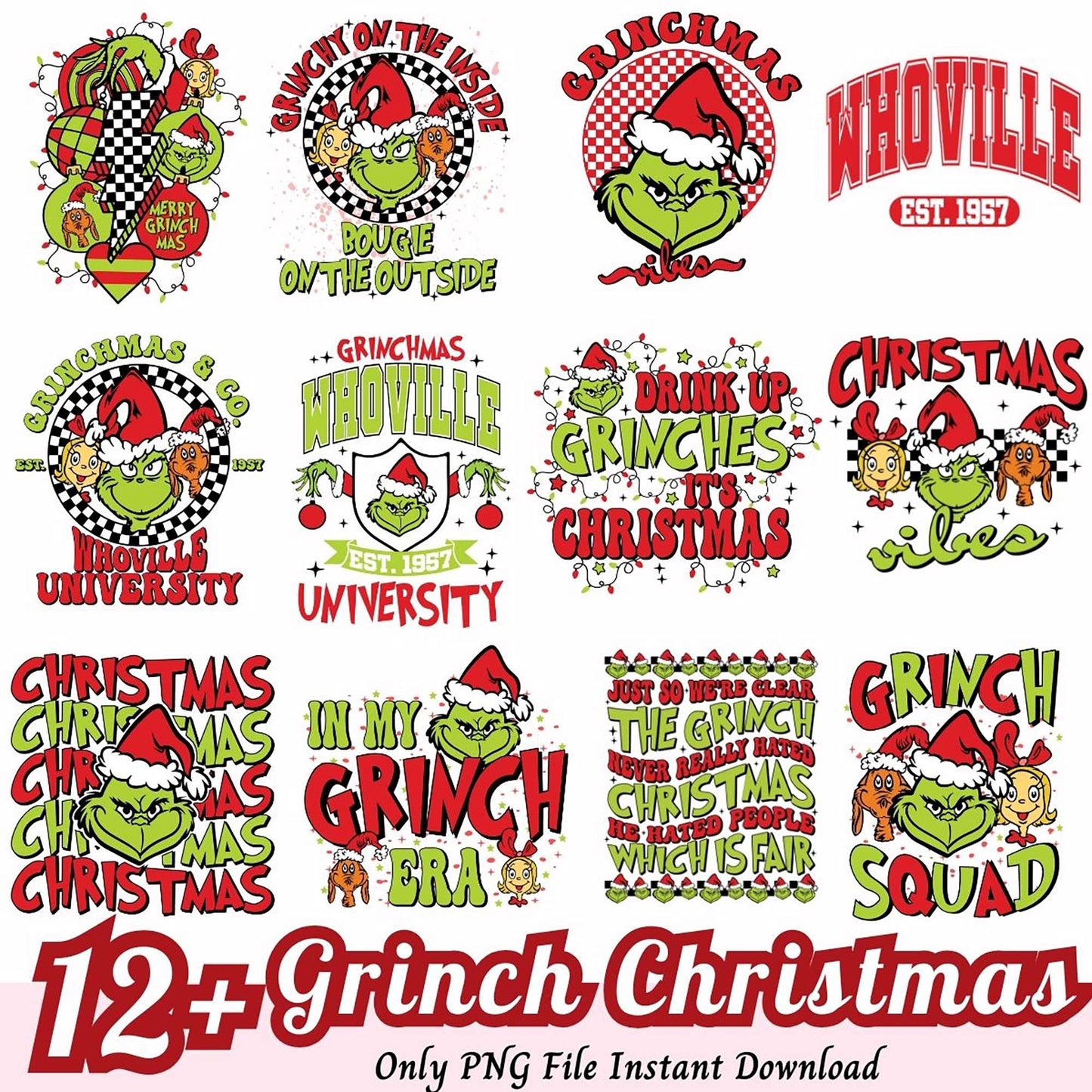 12 Grinch Christmas PNG Designs