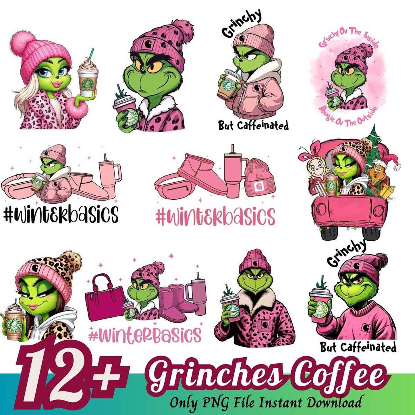 12+ Grinch Coffee PNG Sublimation Bundle