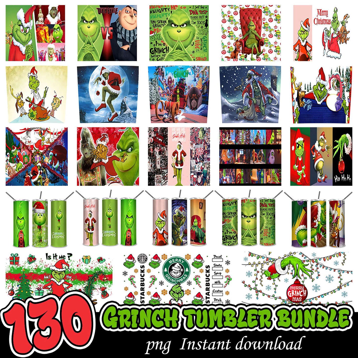 130 Grinch Tumbler PNG Bundle
