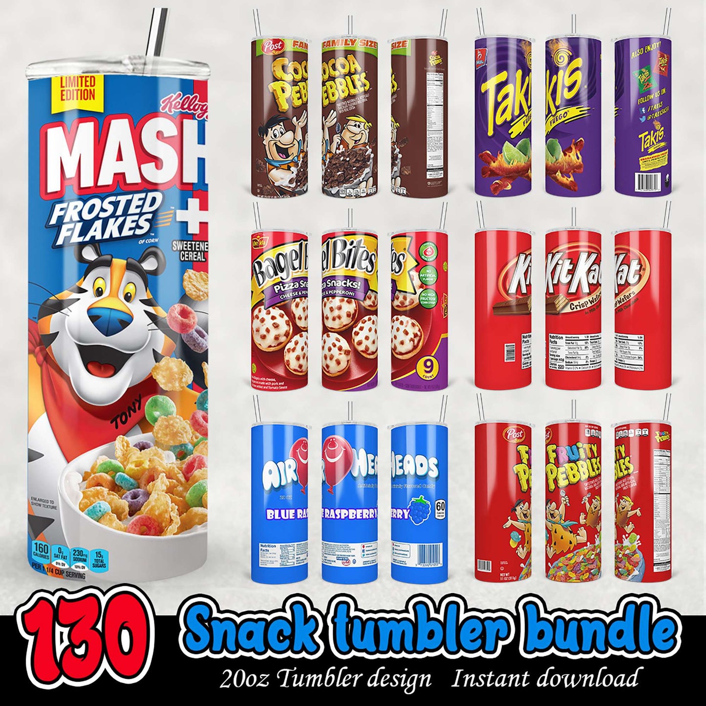 130 Snack Tumbler Designs Bundle