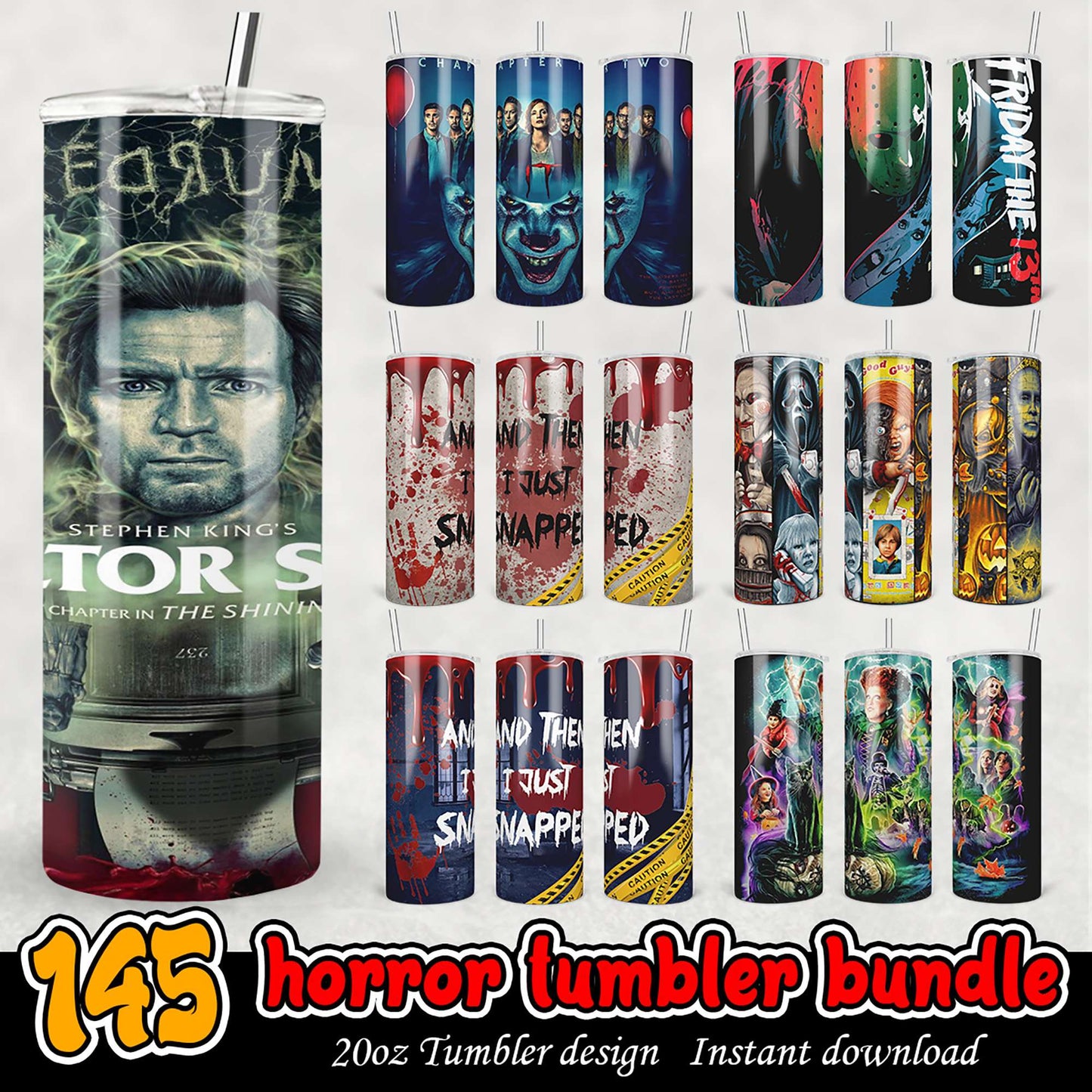 145 Horror Tumbler PNG Bundle