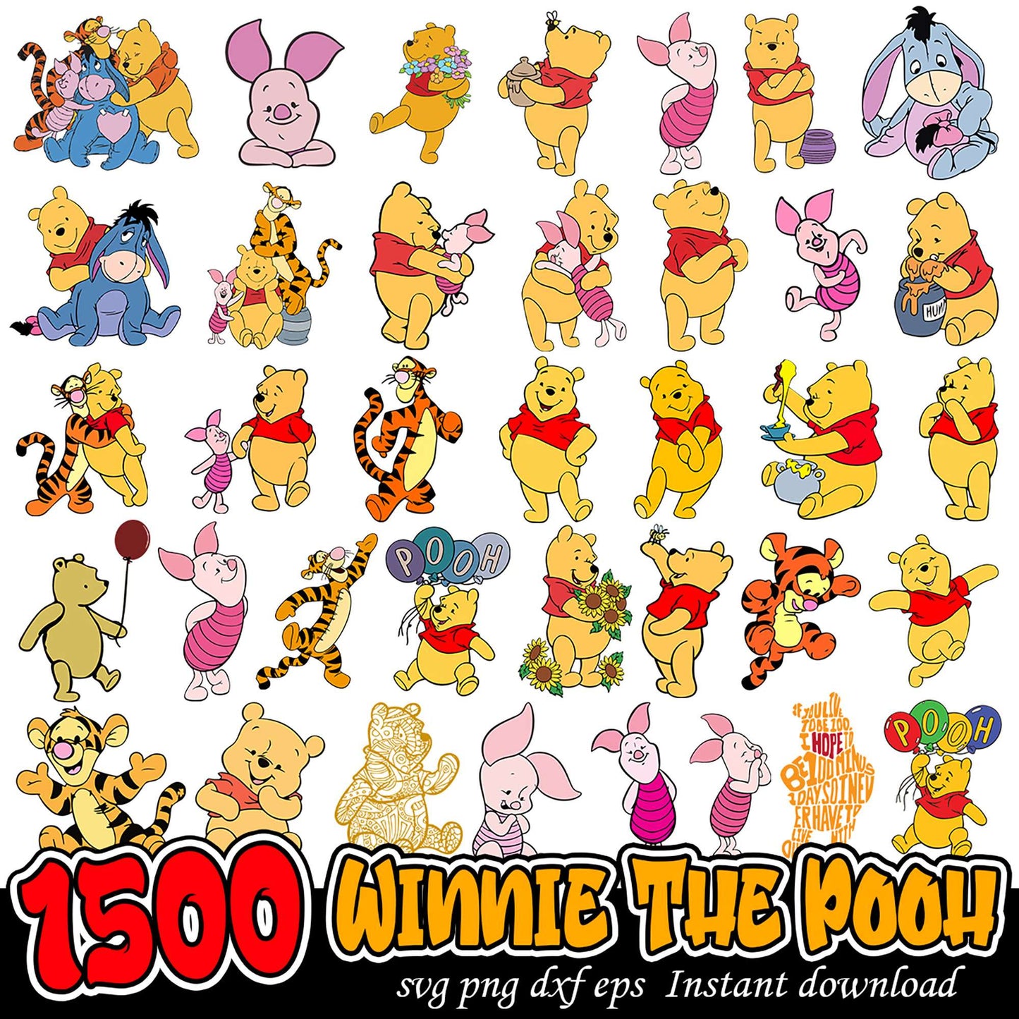 1500 Winnie the Pooh SVG Bundle for Crafting and Decals