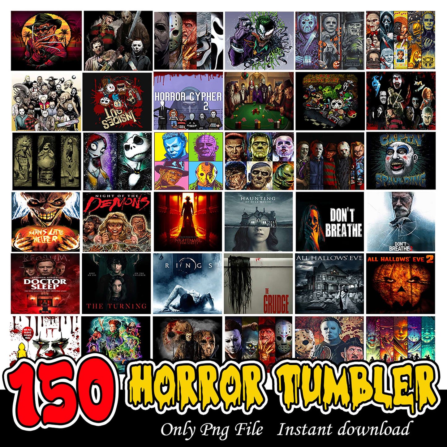 150 Horror Movie PNG Tumblers