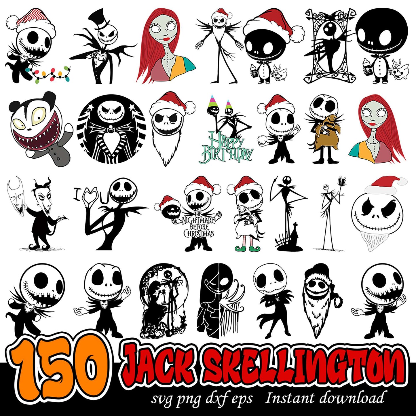 150 Jack Skellington Bundle SVG PNG DXF Instant Download