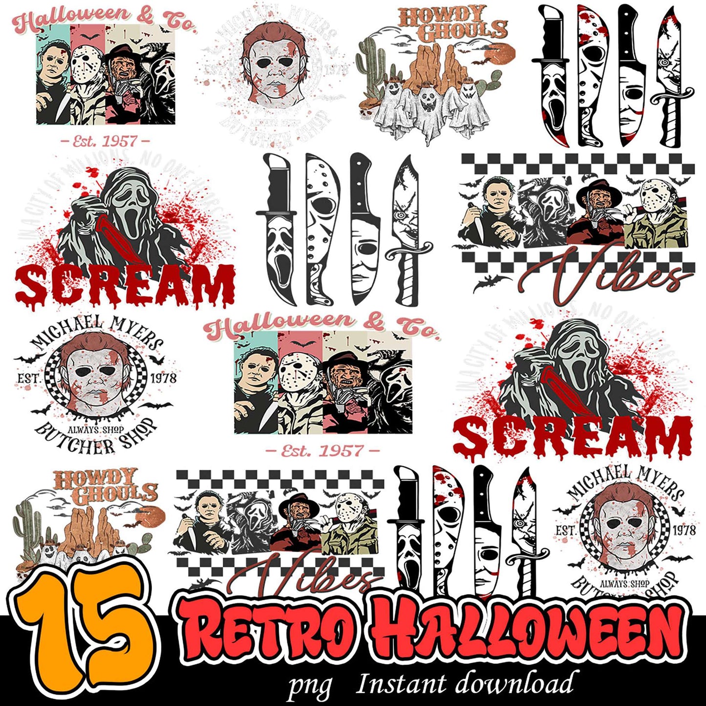 15 Retro Halloween PNG Designs