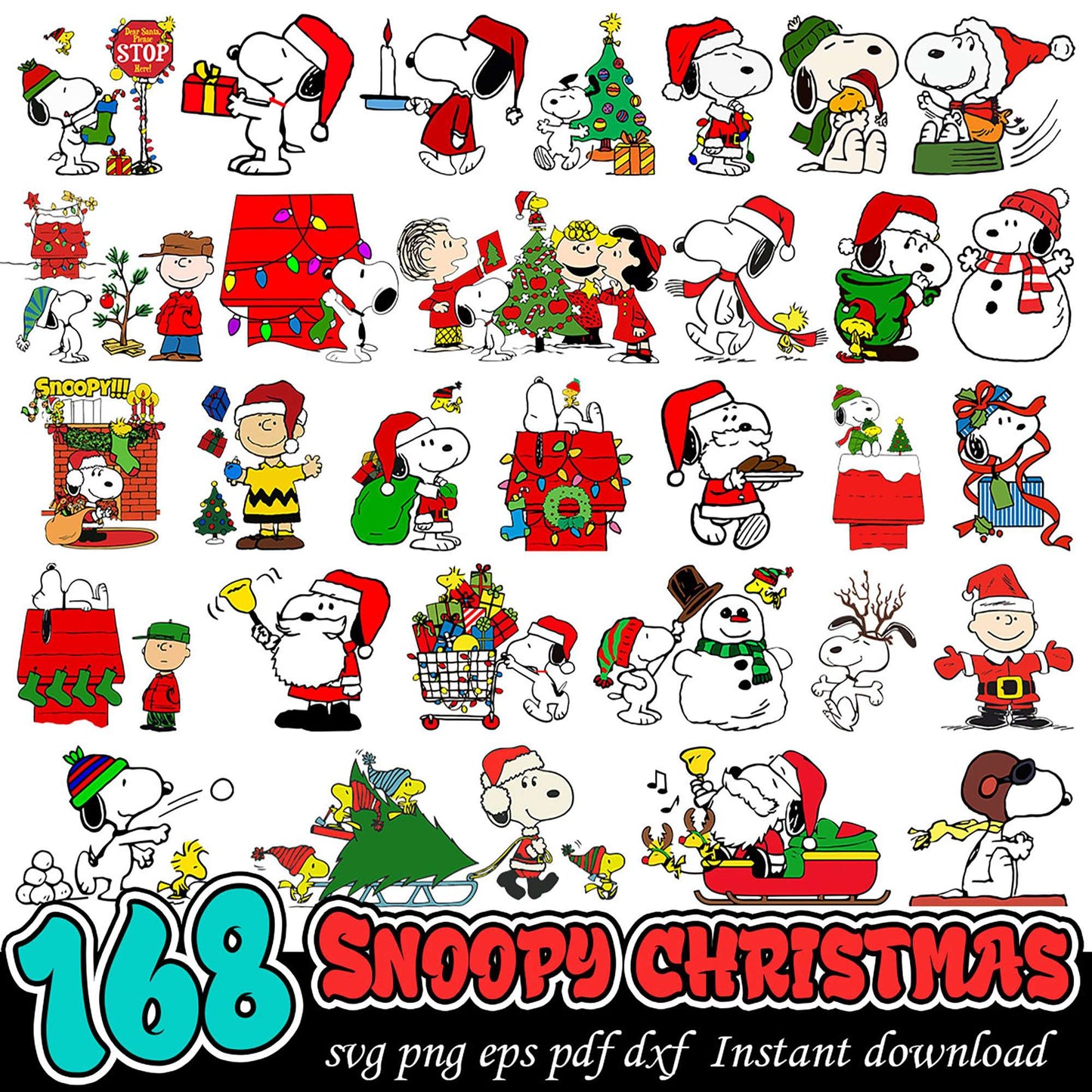 168 Snoopy Christmas SVG Bundle