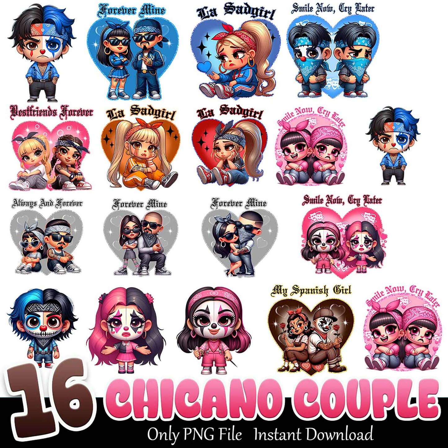 16 Chicano Couple PNG SVG Bundle
