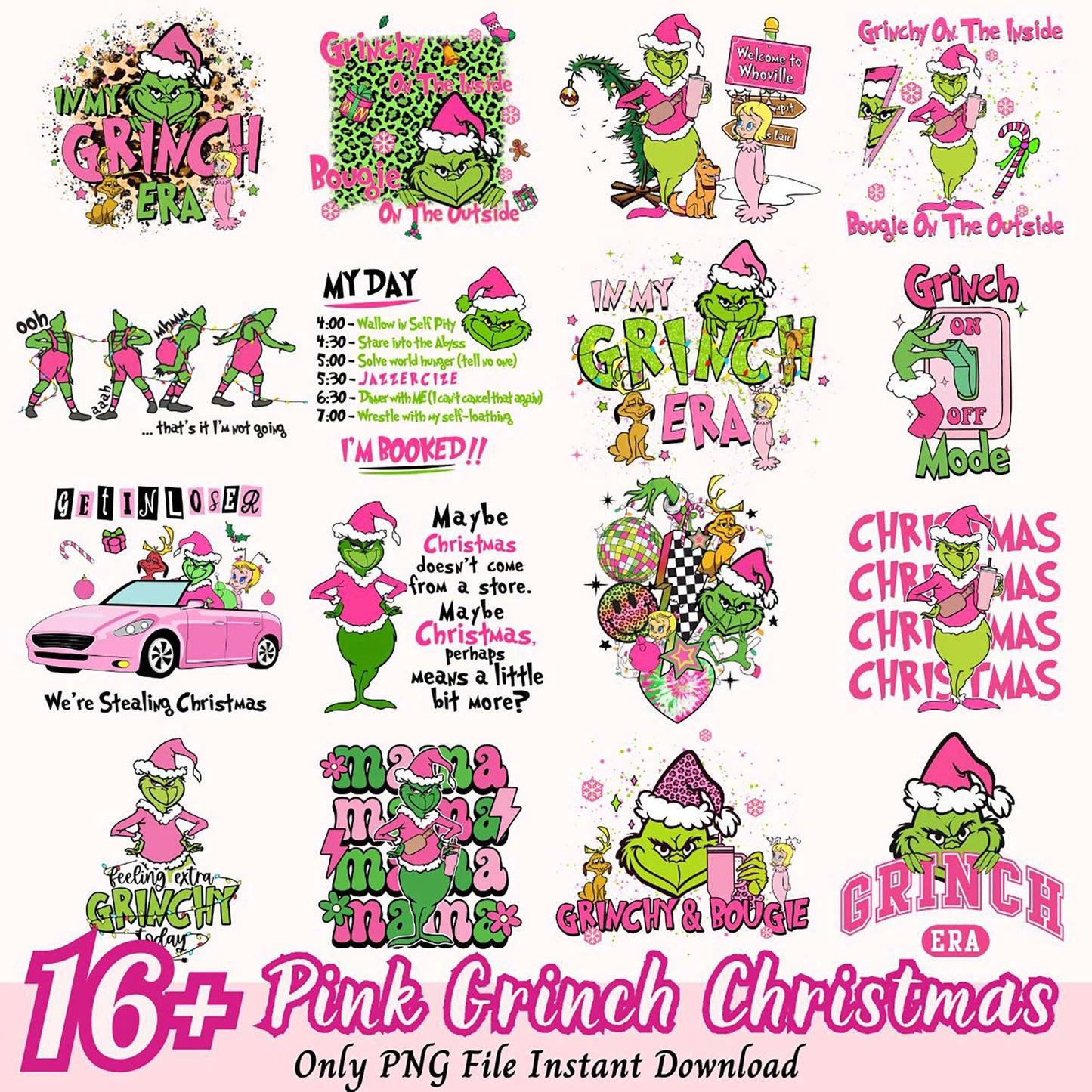 16+ Pink Grinch Christmas PNG Designs