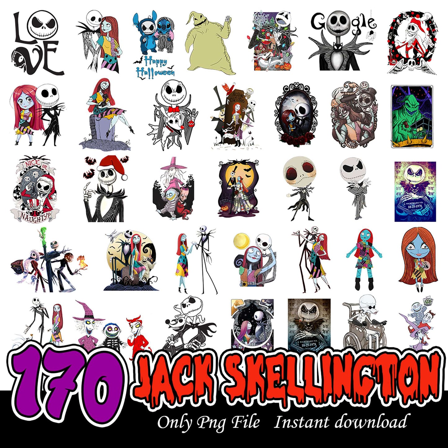 170 Jack Skellington PNGs Instant Download