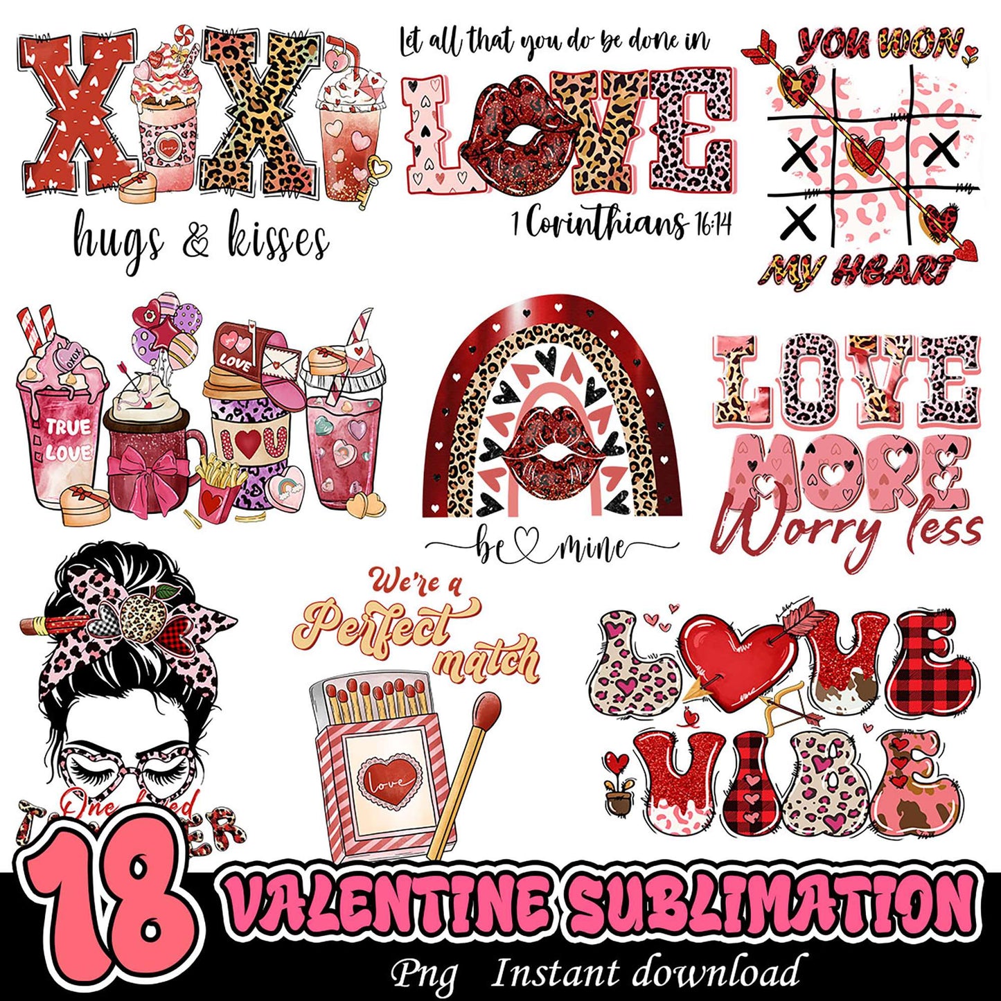 18 Valentine Sublimation PNG Designs