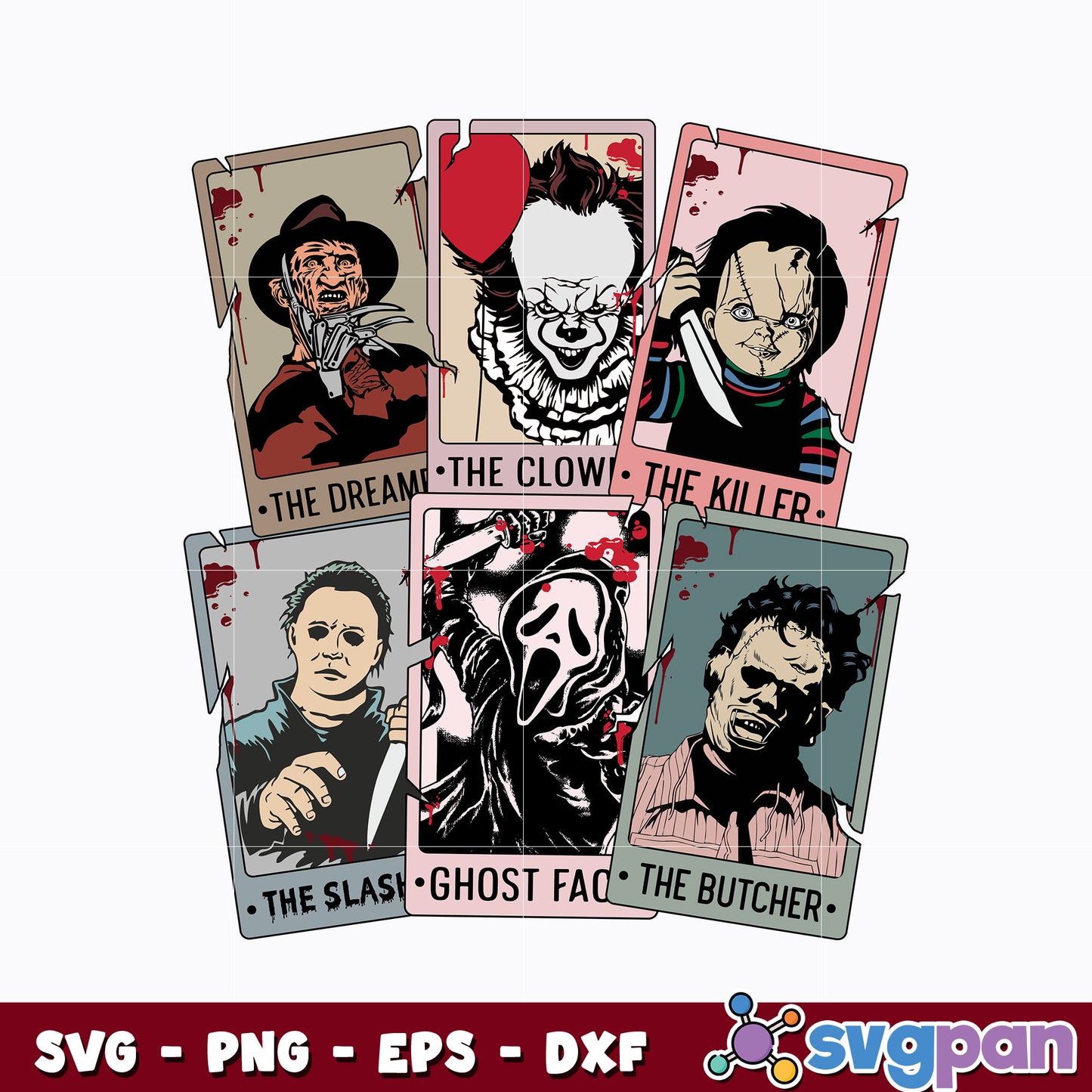 Horror Character Tarot Cards Svg