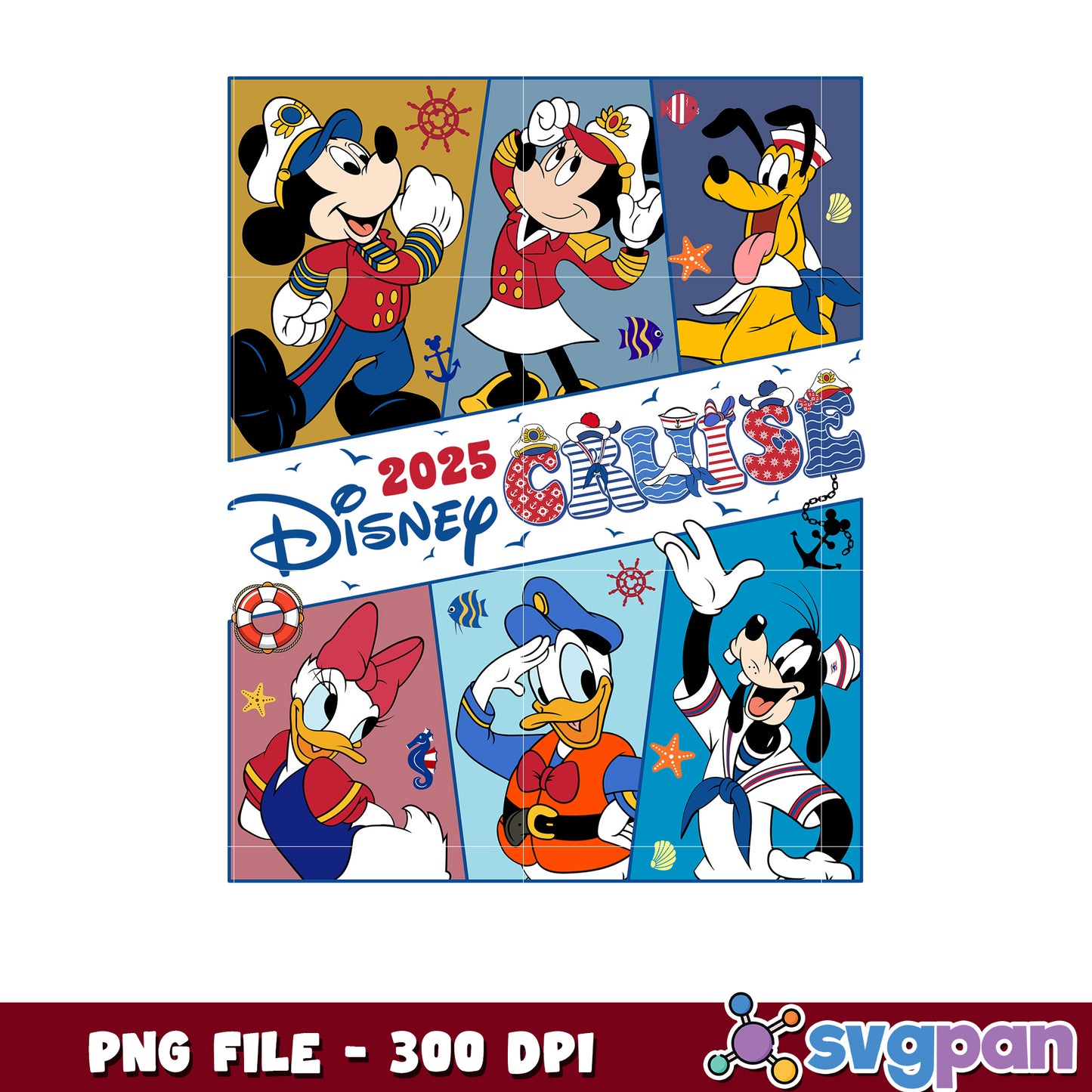 2025 Disney Cruise Colorful Character Artwork PNG Image