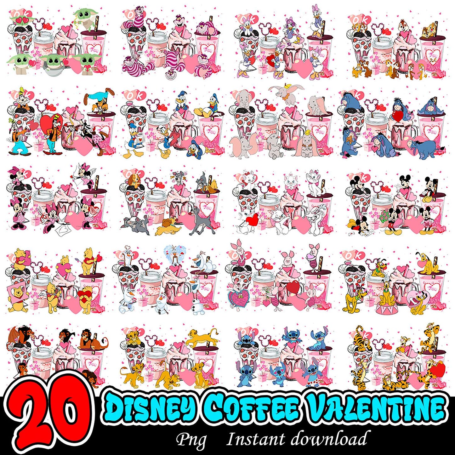 20 Disney Valentine Coffee PNGs