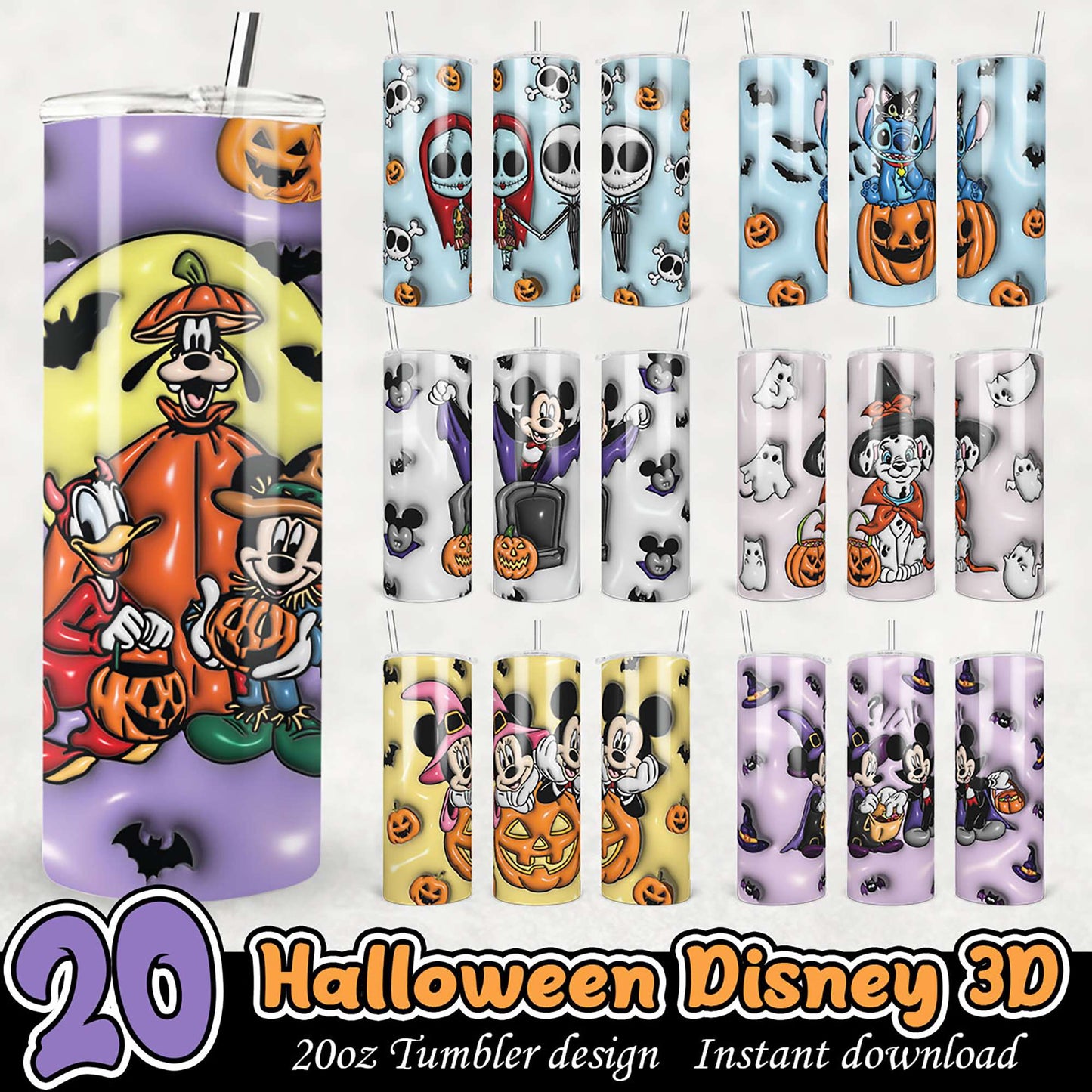 20 Halloween Disney Tumbler Designs