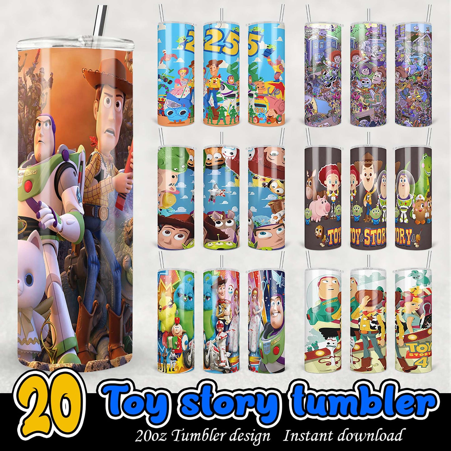 20 Toy Story Tumbler Designs PNG Instant Download