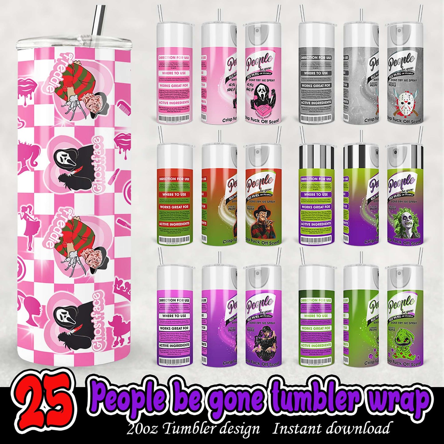 20oz Tumbler Wrap People Be Gone Design