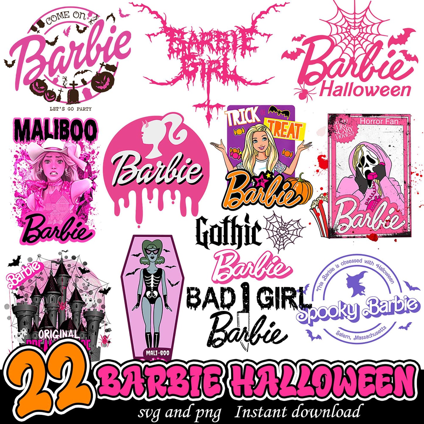 22 Barbie Halloween PNG SVG Designs