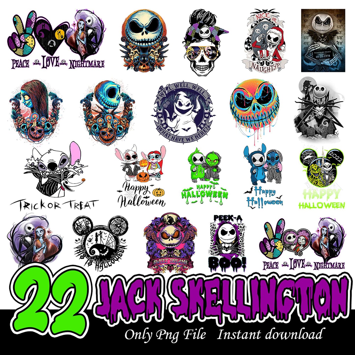 22 Jack Skellington PNG Designs Instant Download