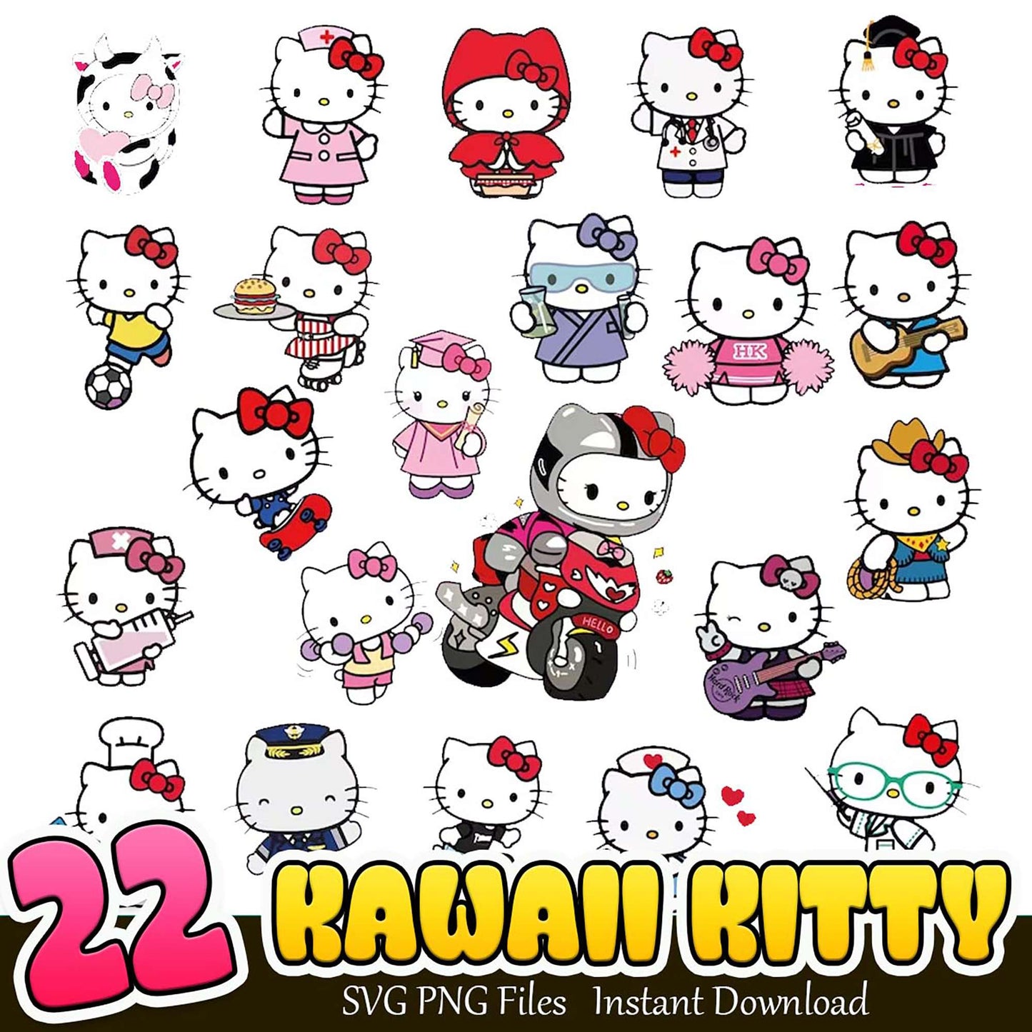 22 Kawaii Kitty SVG PNG Bundle