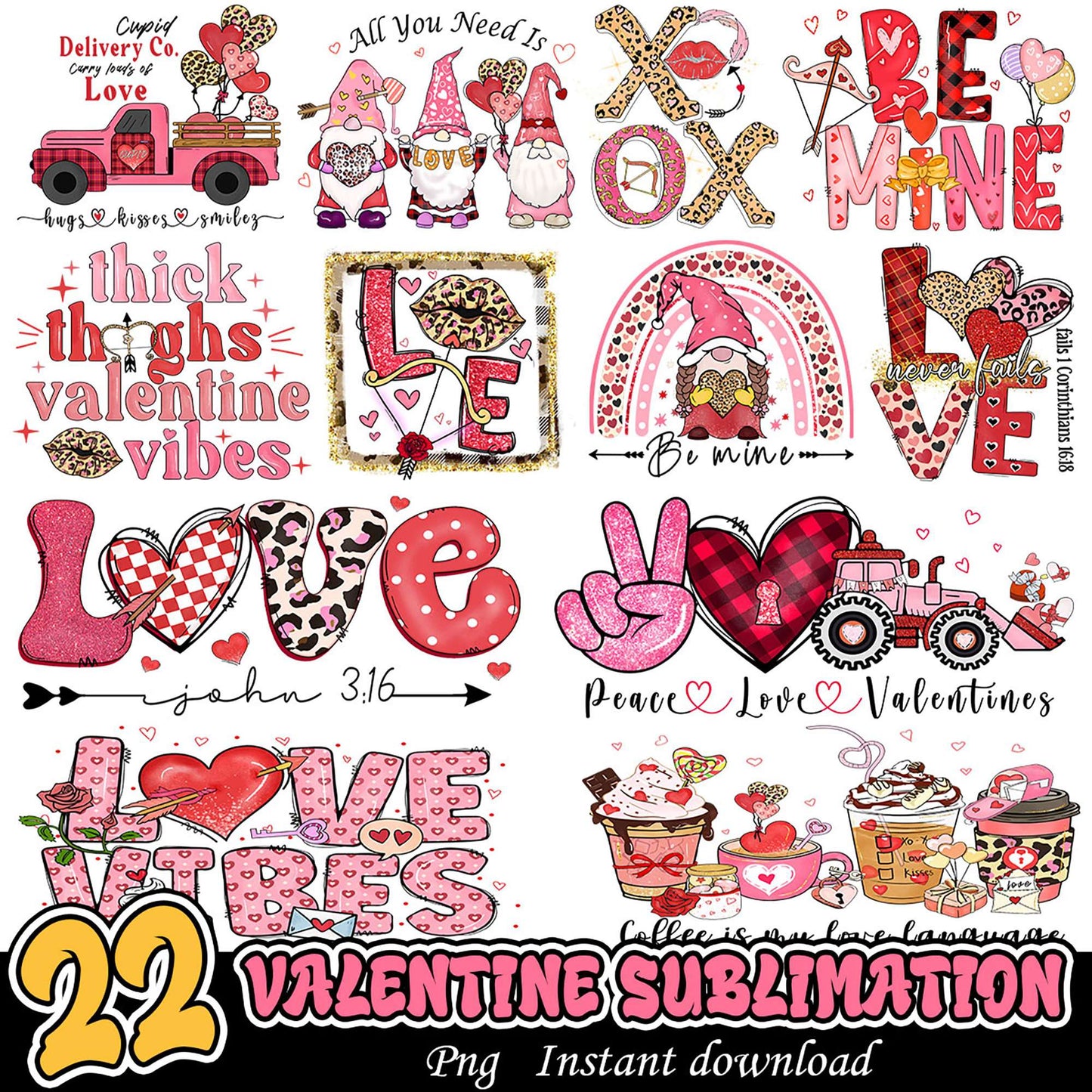 22 Valentine Sublimation PNG Designs