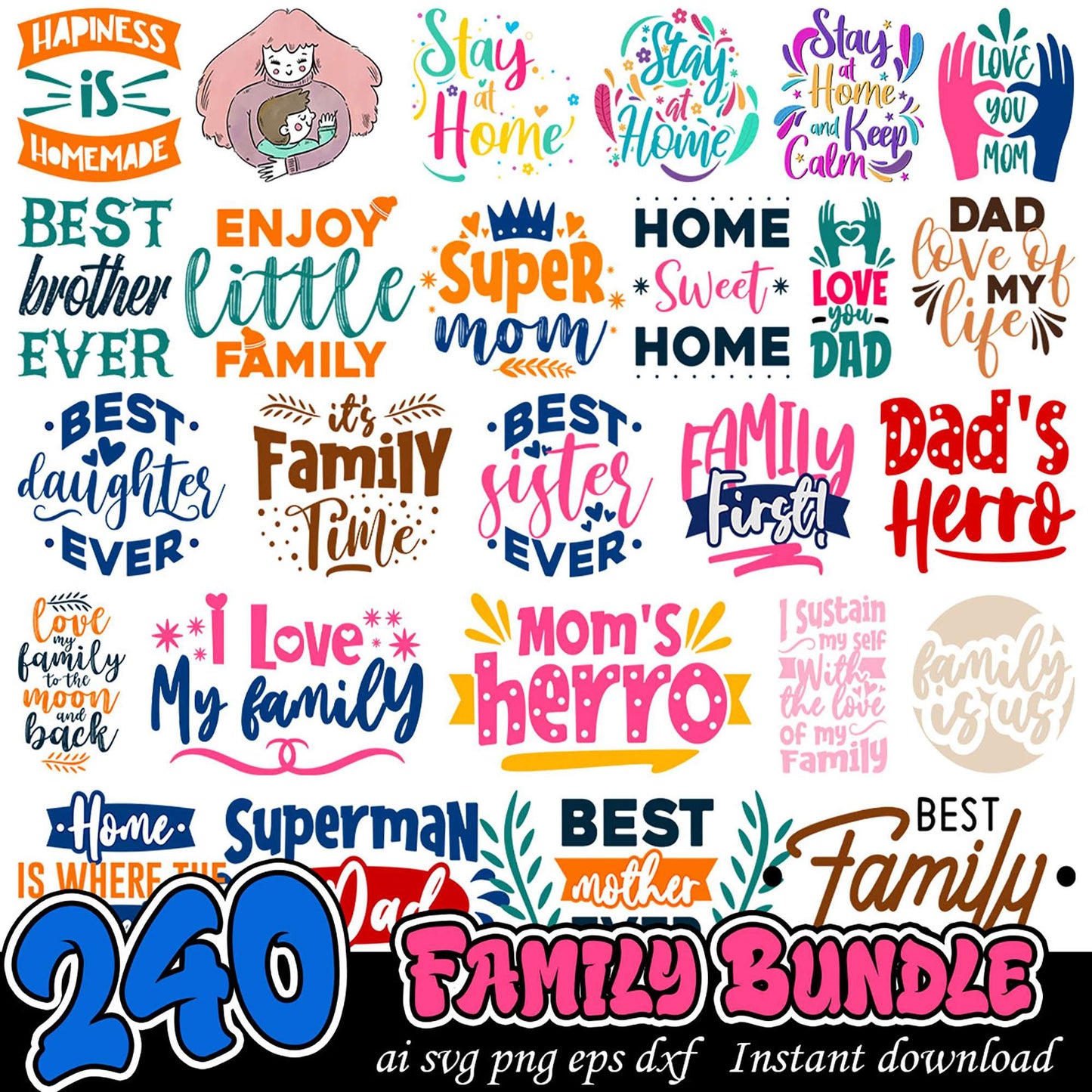 240 Family SVG Bundle Instant Download