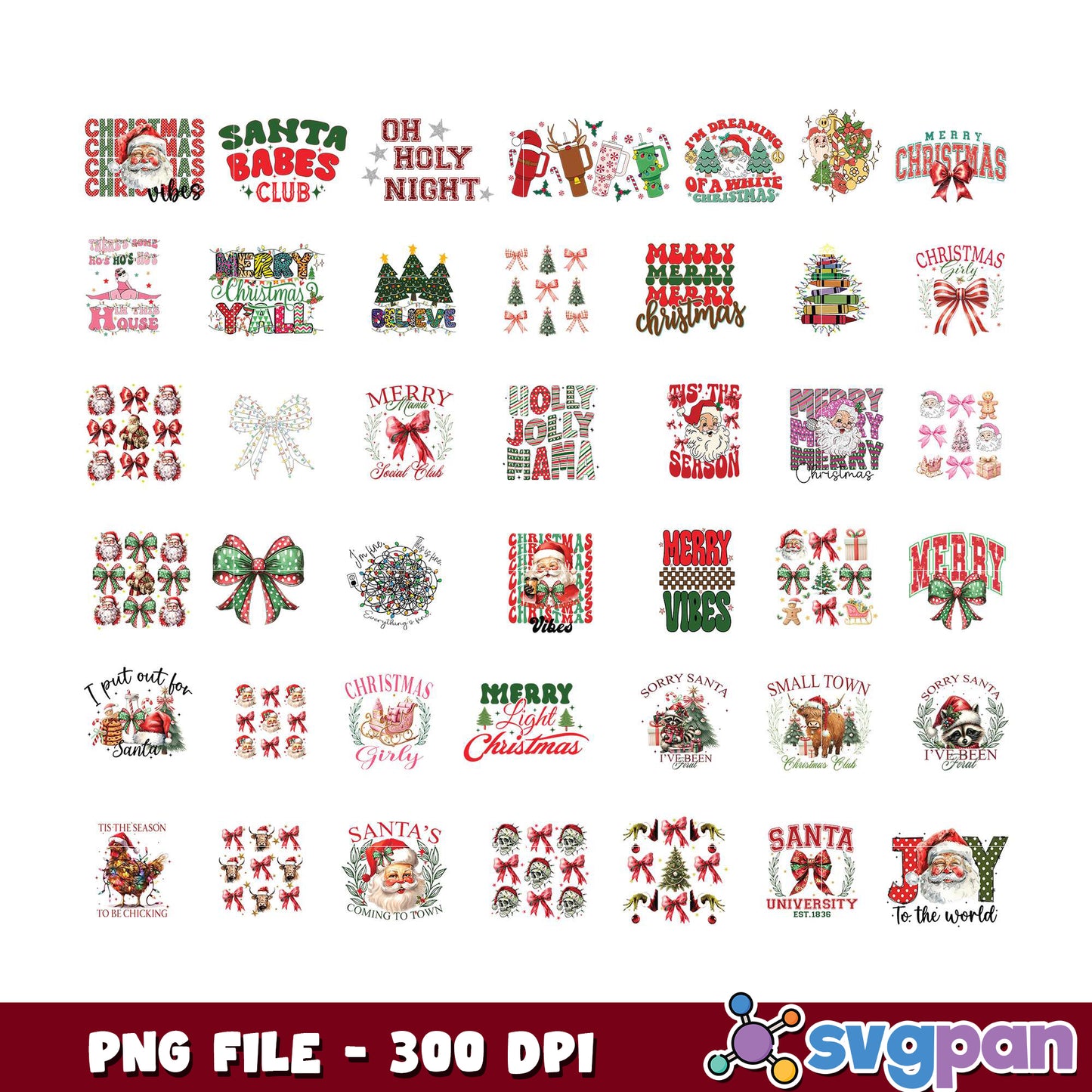 24 Christmas PNG Designs 300 DPI
