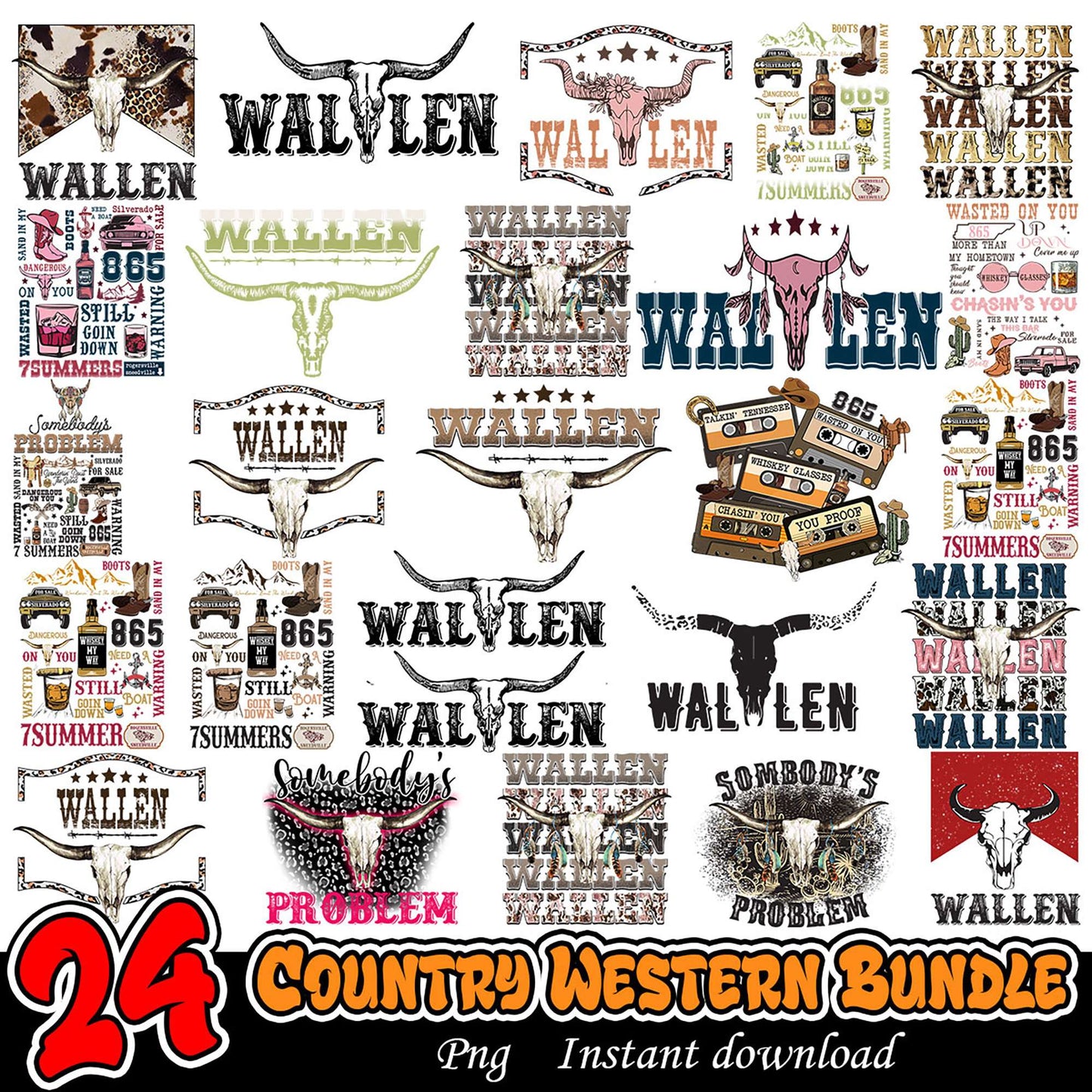 24 Country Western Png Bundle