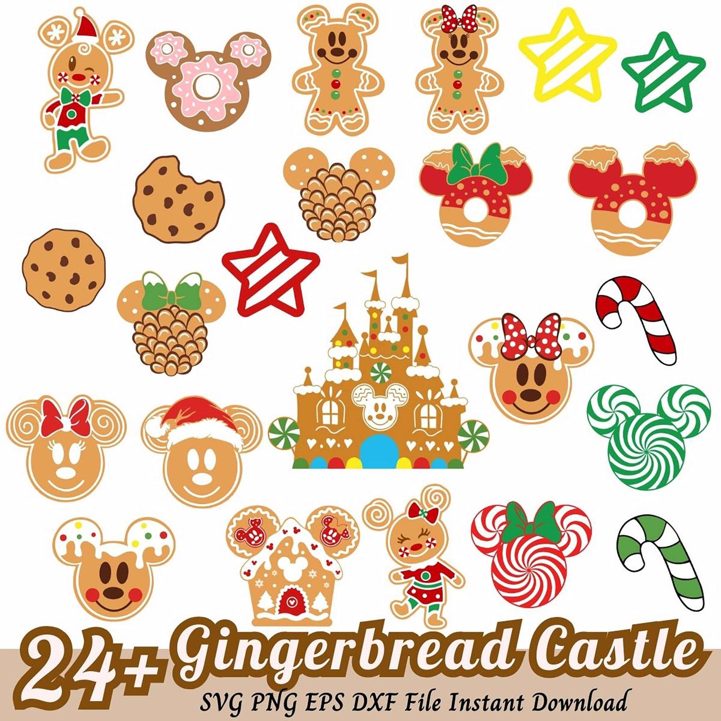 24+ Christmas Mickey Gingerbread PNG Bundle