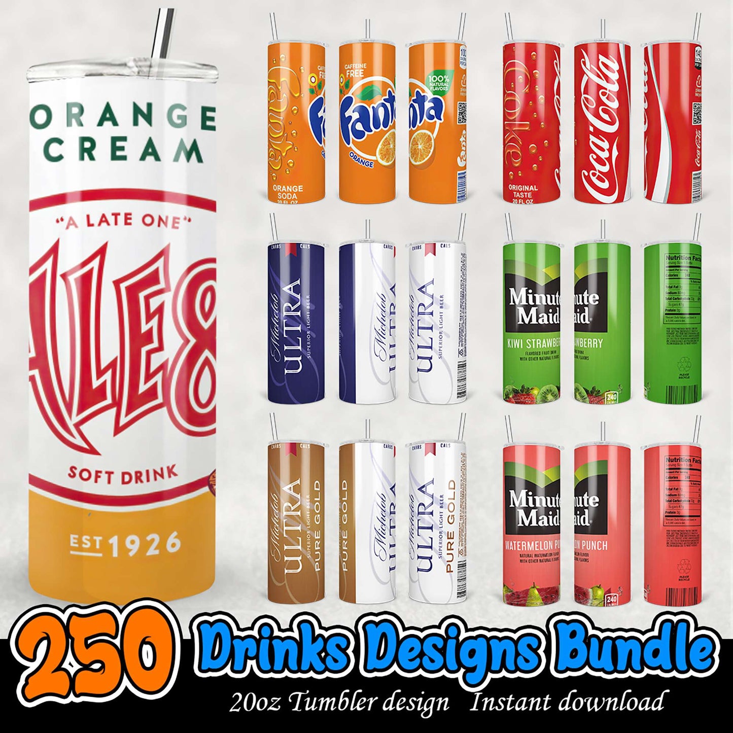 250 Drink Designs Bundle PNG