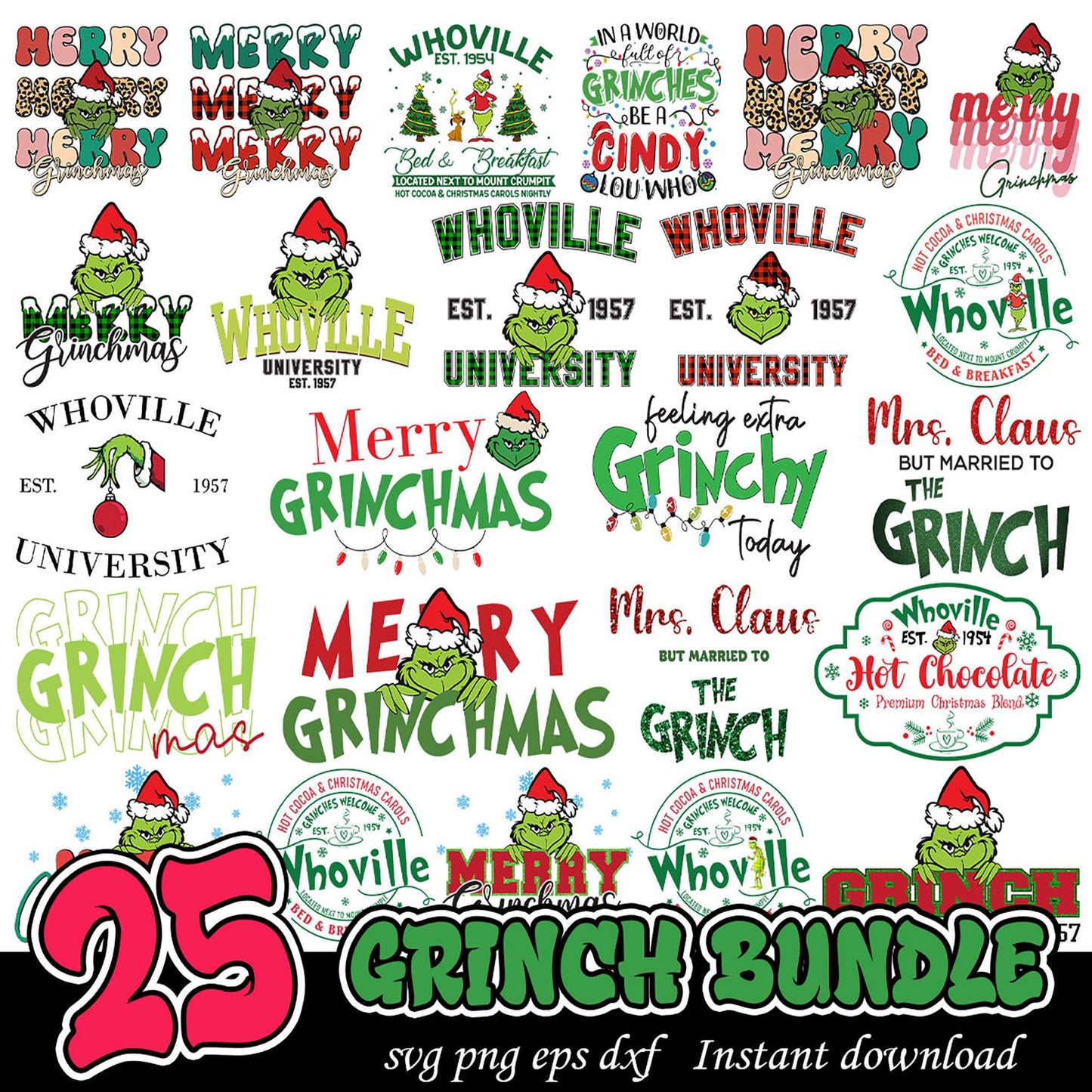 25 Grinchmas SVG Bundle Instant Download
