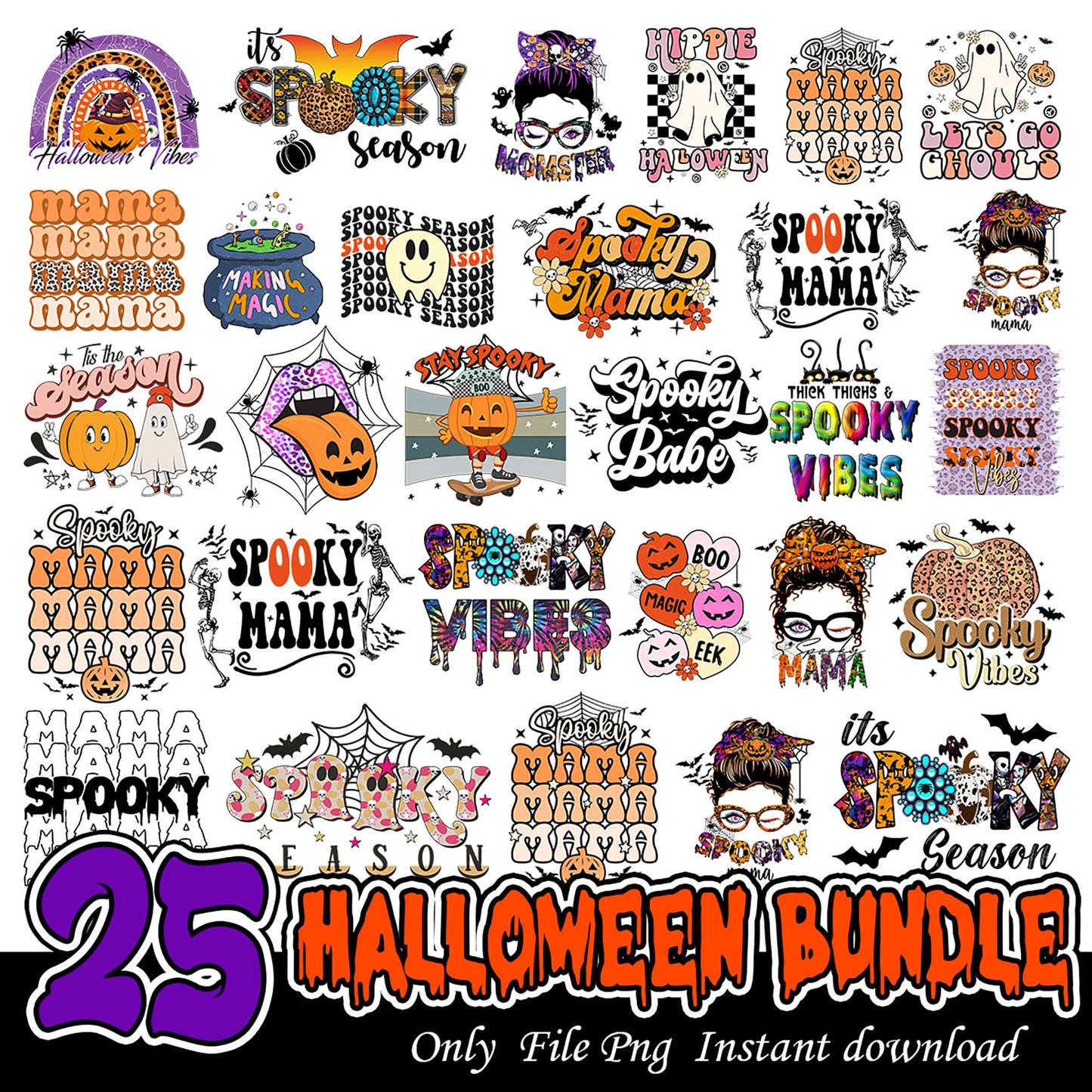 25 Halloween Bundle Png Designs for Spooky Season Fun