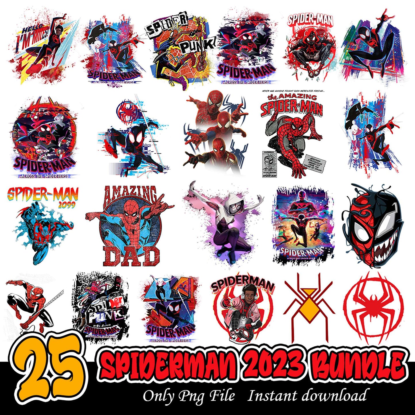 25 Unique Spider-Man PNG Designs for 2023 Instant Download