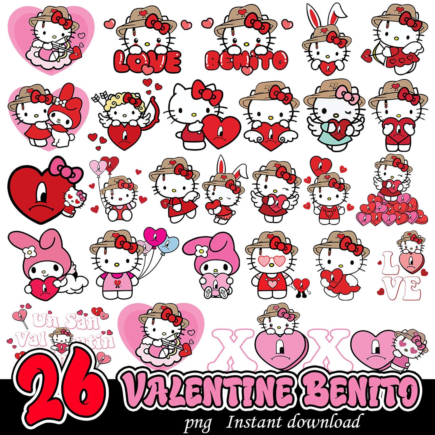 26 Valentine Benito PNGs Instant Download