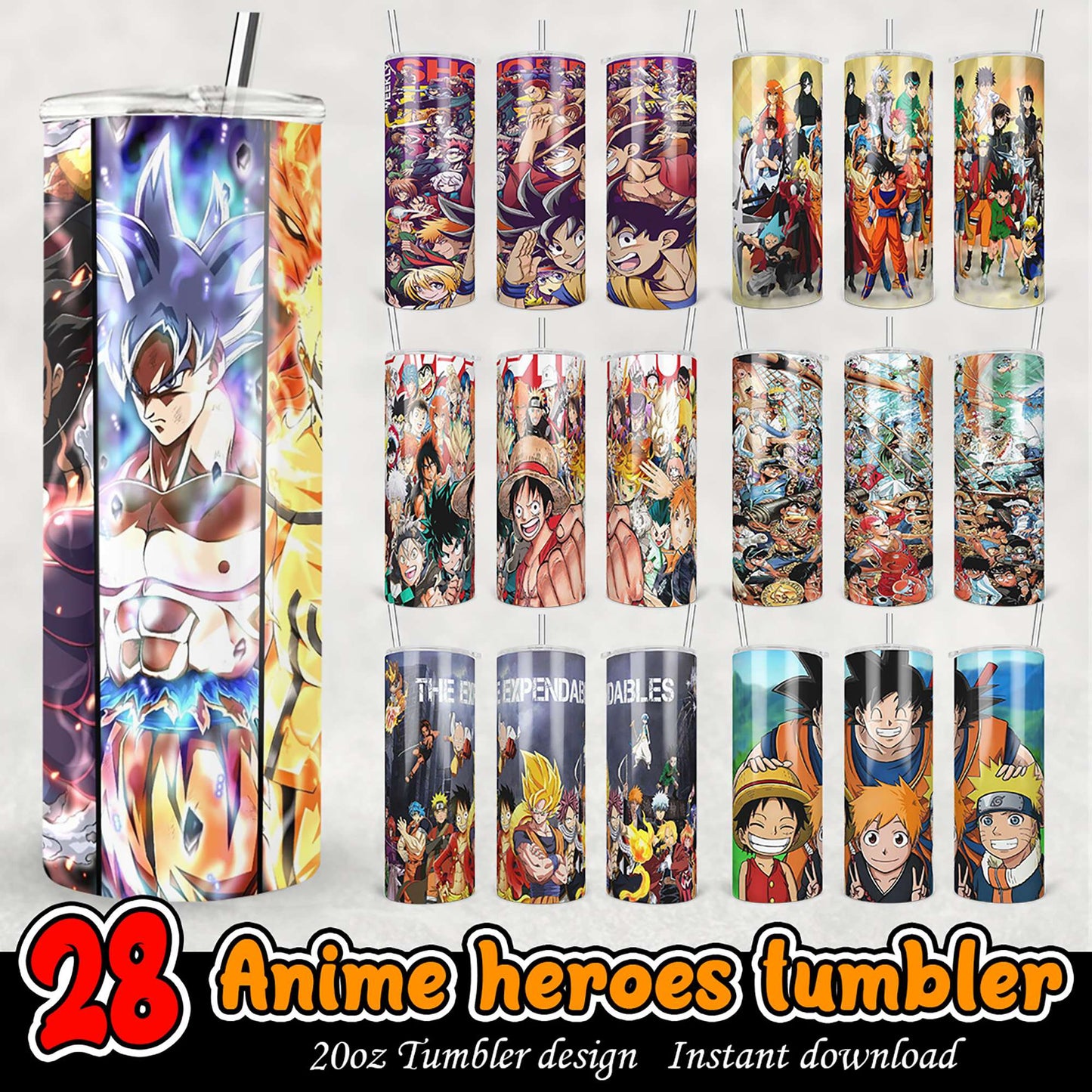 28 Anime Heroes Tumbler Designs