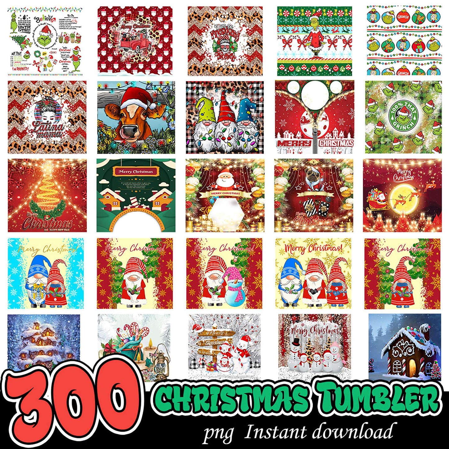 300 Christmas Tumbler PNGs Instant Download