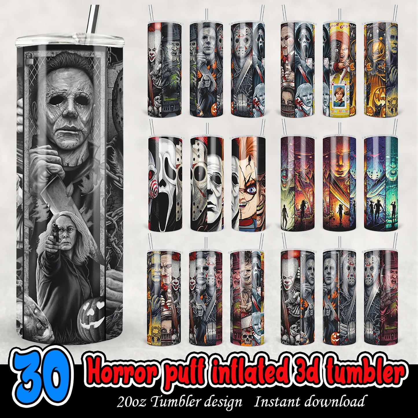 30 Horror Tumbler PNG Designs