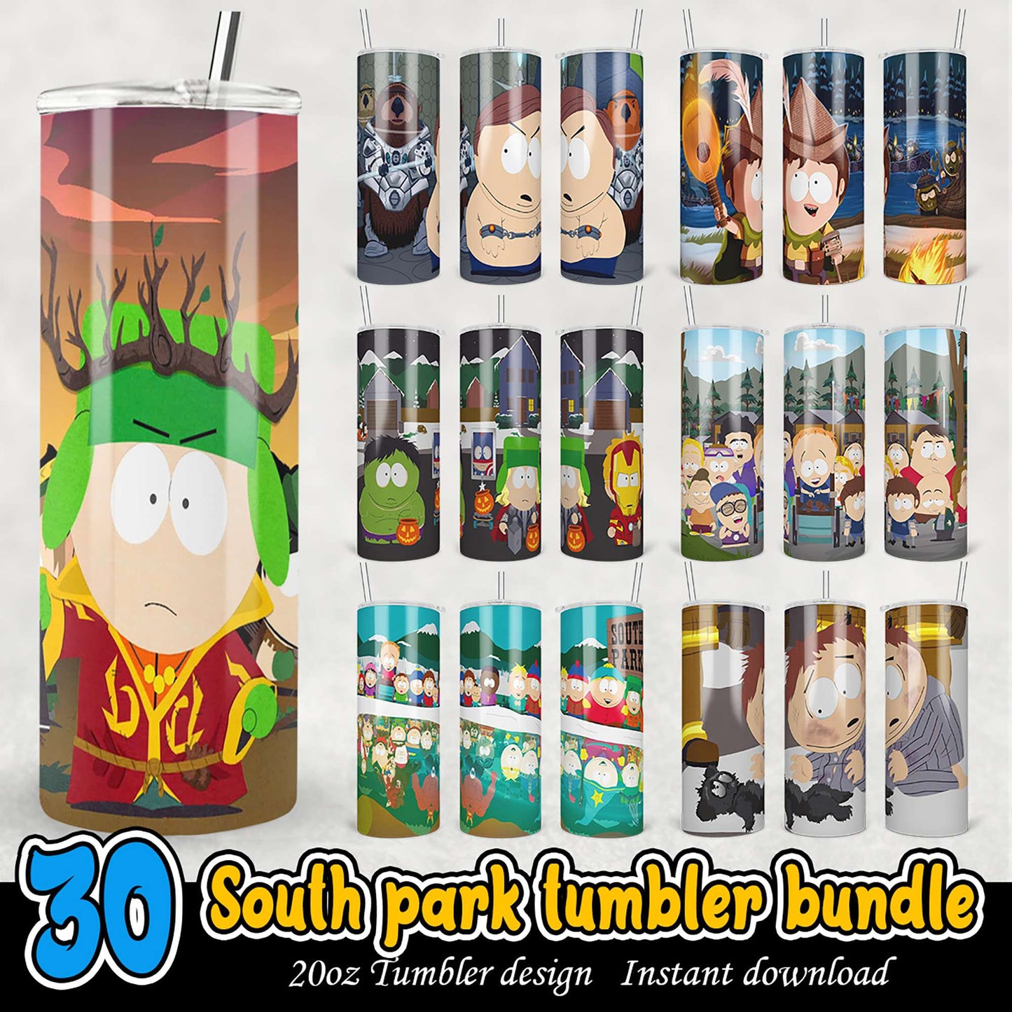 30 South Park Tumbler Designs PNG Bundle