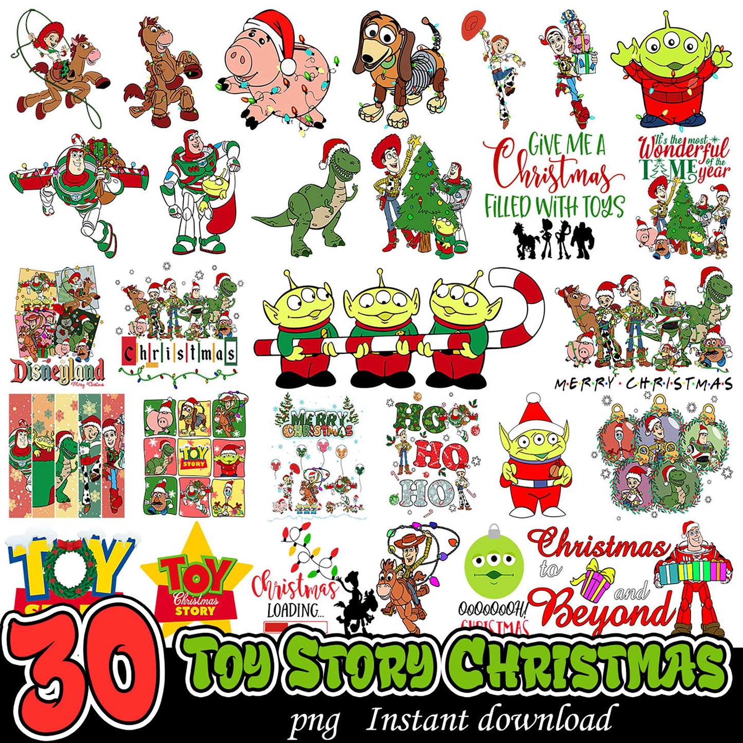 30 Toy Story Christmas PNGs Instant Download