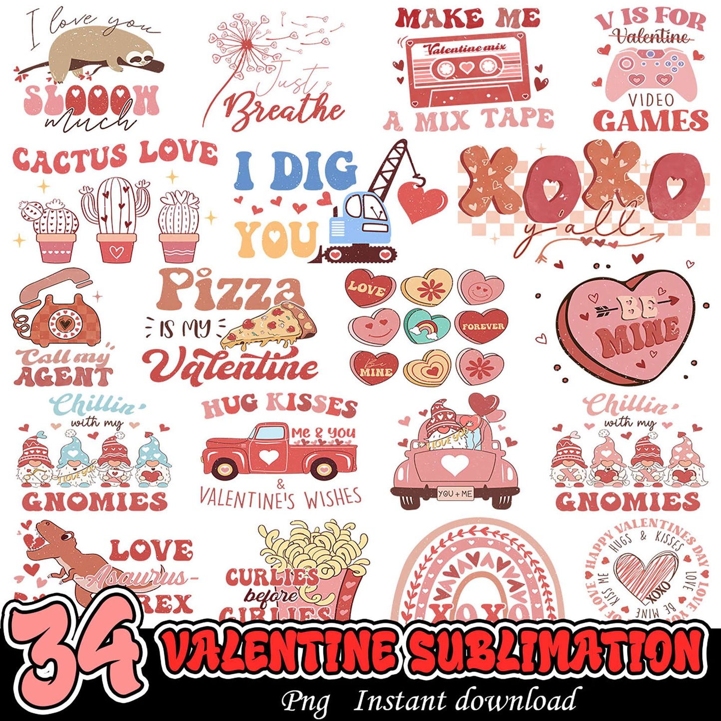 34 Valentine Sublimation PNG Designs