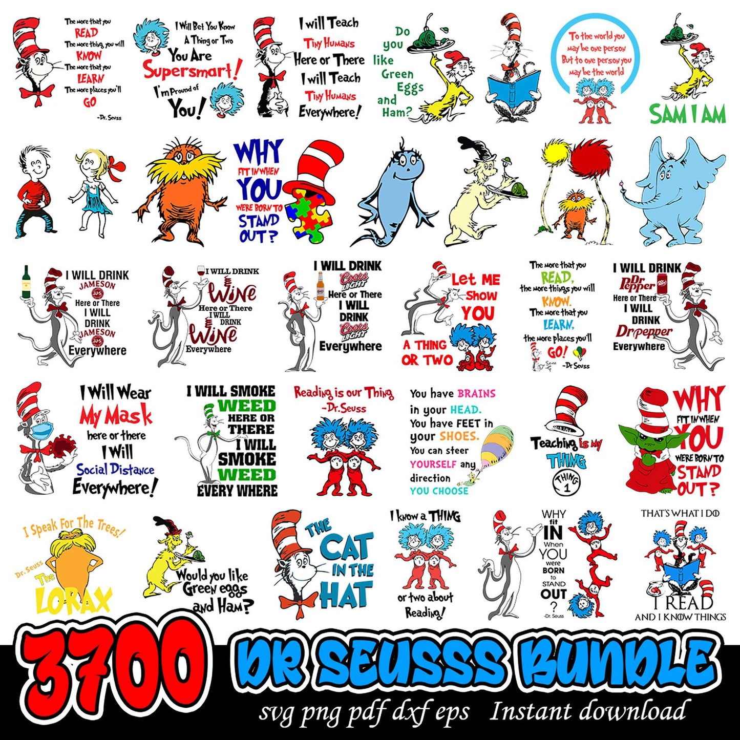 3700 Dr Seuss SVG Bundle for Creative Projects and Crafts