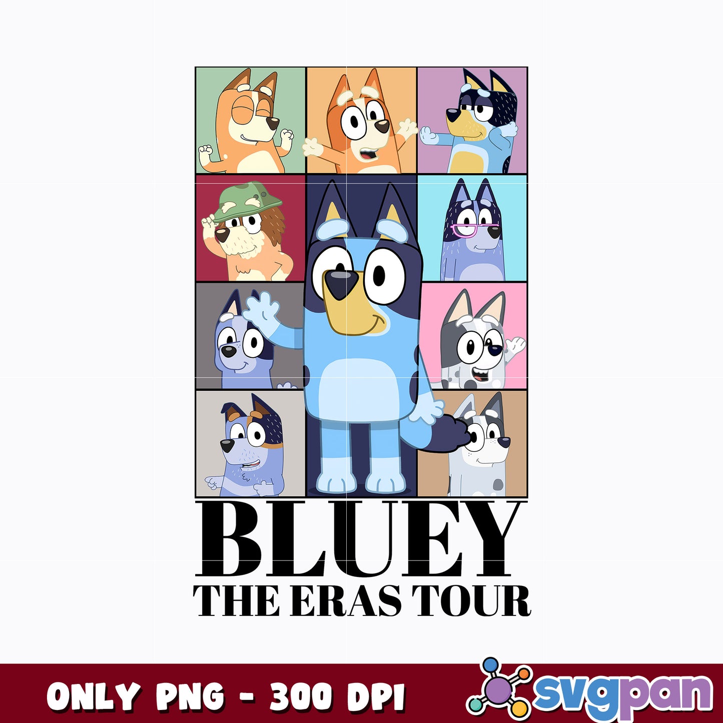 Bluey Eras Tour Tee cartoon png