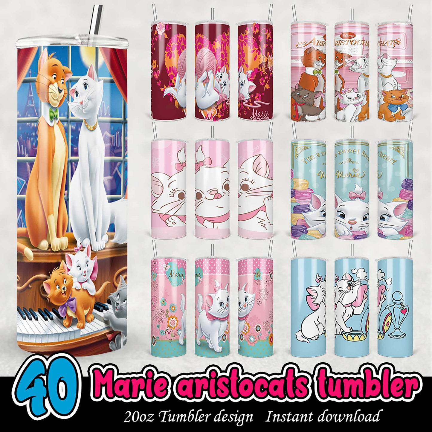 40 Marie Aristocats Tumbler Designs